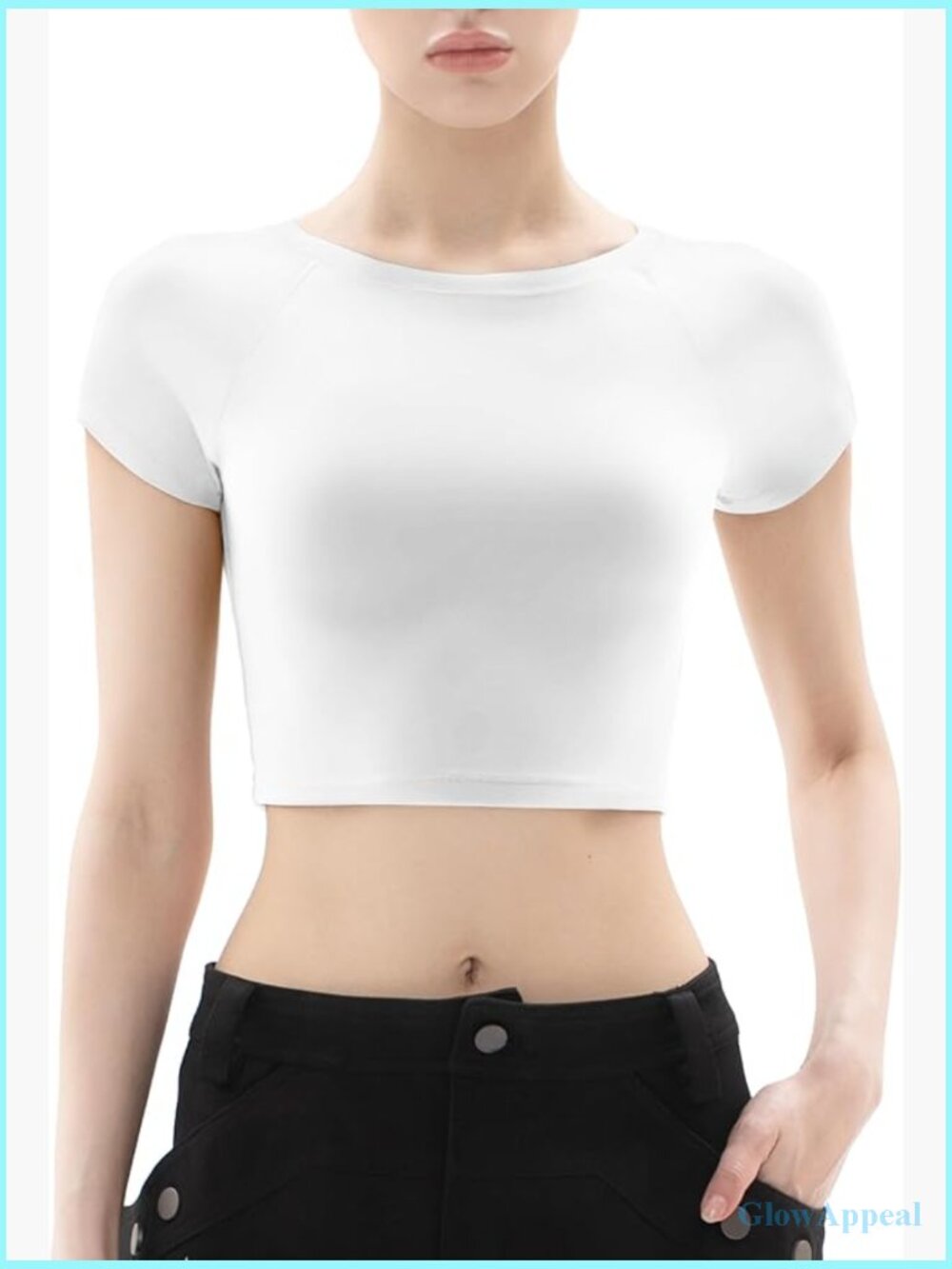 Women's Short Sleeve Crop Top Crew Neck T-Shirt Sexy Slim Tee